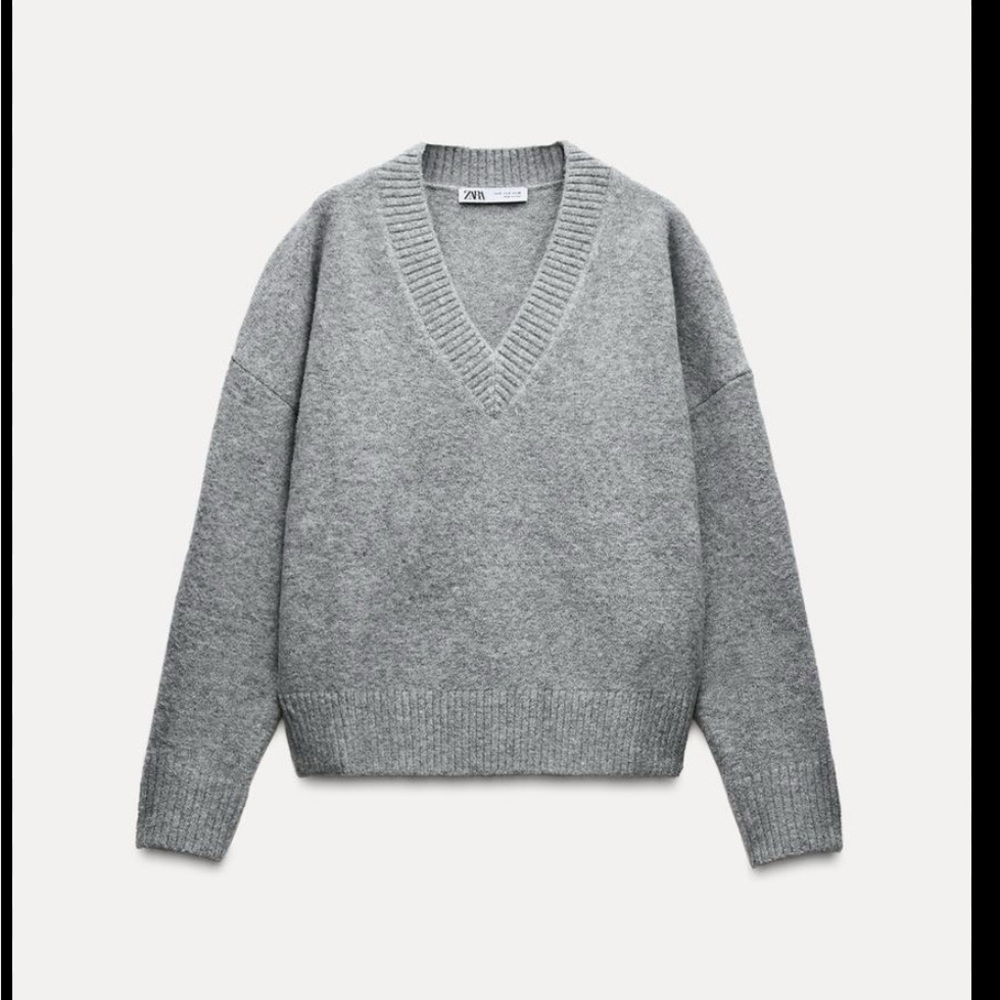 Zara V Neck Sweater Dark Grey